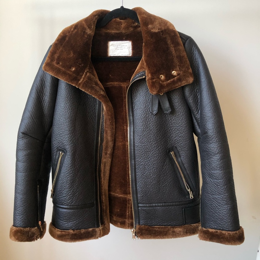 BLOGGER FAVORITE!!! ZARA, AVIATOR, LIMITED COLOR Zara Faux Fur Aviator Jacket 🧸
